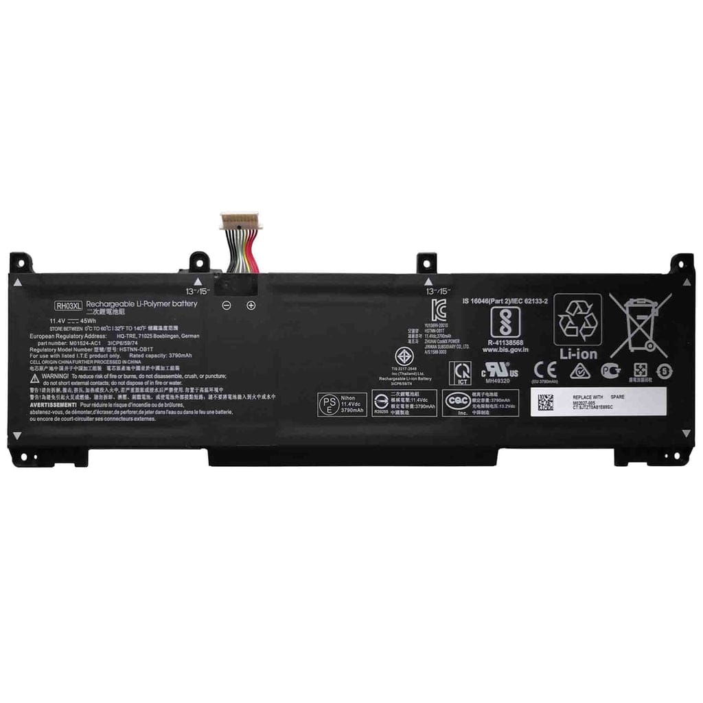 بطارية لاب توب اتش بي موديل RH03XL متوافقة مع موديلات  لجهاز اتش بي برو بوك 430 G8 440 G8 445 G8 450 G8 630 G8 640 G8 650 G8 محمولة (3550mAh 11.4V، لون أسود