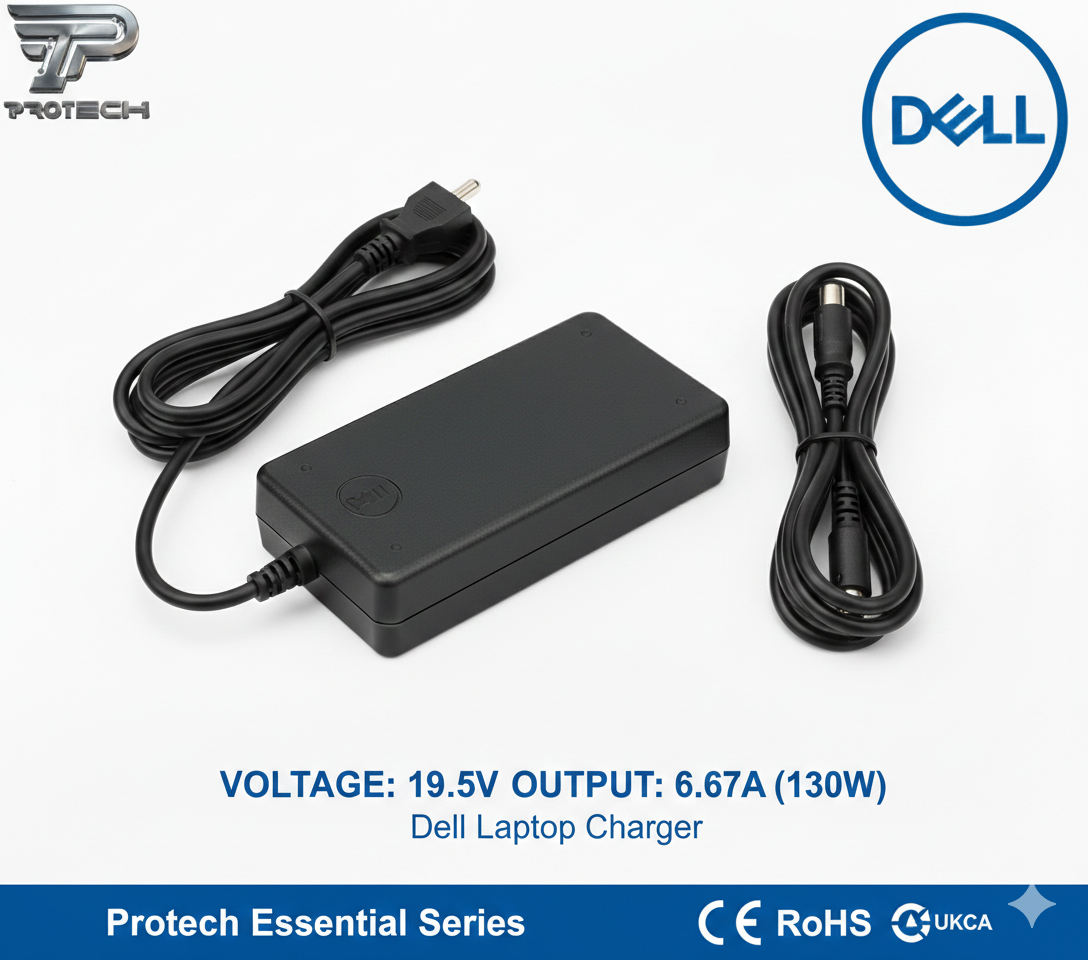 شاحن Dell أصلي 130 وات - 19.5V 6.67A - سوكيت إبرة عريض - Genuine Dell 130W Charger - 19.5V 6.67A - Wide PIN Socket